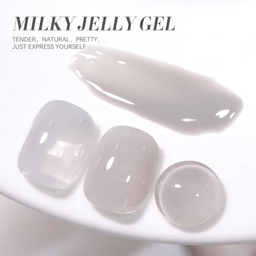 BORN PRETTY Jelly Blue Gel Nail Polish Baby Blue Sheer Transparent Natural Translucent Nail Gel Polish Nail Art DIY at Home Salon 15ML