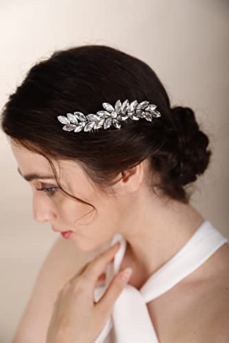 BERYUAN AB1 Color Crystal Hair Comb Slide for Brides Wedding Handmade Hair Accessories for Women Girls