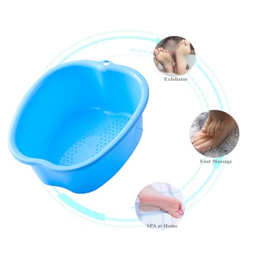 Chpbolly Foot Soaking Tub Large Size Foot Basin Sturdy Soaking Feet Bucket Massager Tub Exfoliation Callus Pedicure Foot Spa Bath Bucket for Women and Men (Blue)