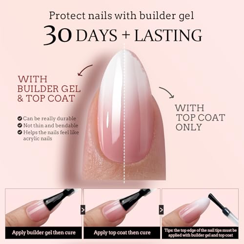 BTArtboxnails XCOATTIPS Ombre Nails - Press on Nails Long, 160Pcs Nail Tips Coffin Shape Pink White Gradient Soft Gel False Nail Tips Soak Off Fake Nails Extensions DIY 16 Sizes