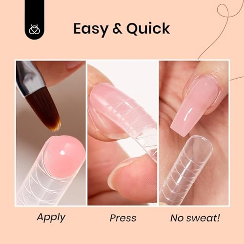 beetles Poly Nail Extension Gel Kit 6 Colors Poly Gel Nail Kit Nude Pink Brown Poly Nail Gel Kit with Mini Nail Lamp Builder Nail Gel Manicure Starter Set DIY Home