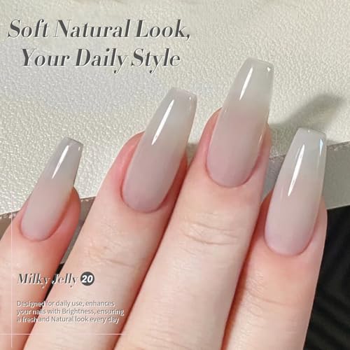BORN PRETTY Jelly Blue Gel Nail Polish Baby Blue Sheer Transparent Natural Translucent Nail Gel Polish Nail Art DIY at Home Salon 15ML