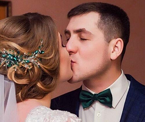 BERYUAN Women Bridal Teardrop Emerald Green Crystal Hair Comb Wedding Hair Accessory Rhinestone Hair Piece Party Headress for Bride Bridesmaid