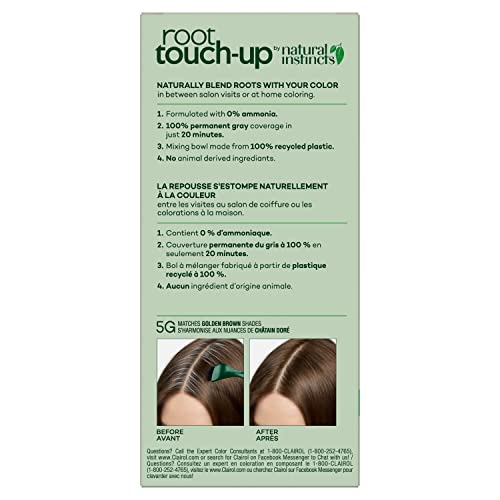 Clairol Root Touch-Up by Natural Instincts Permanent Hair Dye, 5G Golden Brown Hair Color, Pack of 1