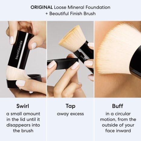 bareMinerals Original Loose Powder Foundation SPF 15, Lightweight Mineral Loose Powder Foundation Makeup, Buildable Coverage, Talc Free, Vegan (Golden Dark 25)