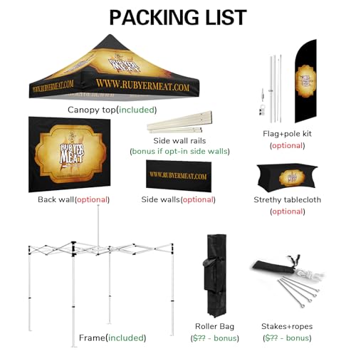 ABLEM8CANOPY Custom Canopy Tent 10x10 with Logo, Personalized Pop Up Canopy Tent with Optional Walls for Business Events, Trade Shows, Farmers Market, Roller Bag Included(Demo Henna Tattoo)
