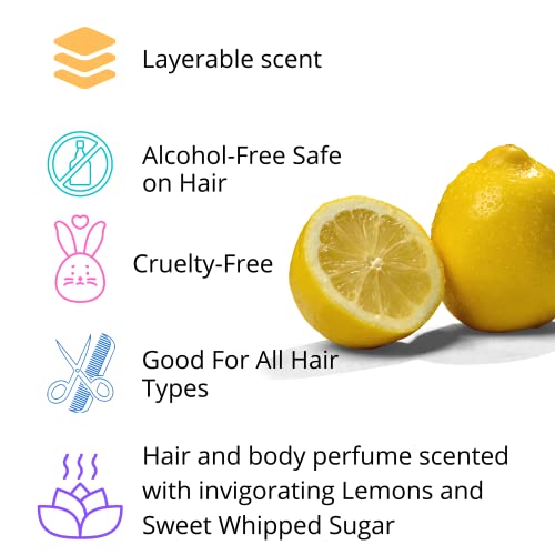 BLUEBYRD Soap Sugared Lemon Hair & Body Fragrance Spray | Sweet Perfume Mist for Hair & Body | Weightless Hair Refresher | Clean, Vegan, No Paraben Sulfate and Silicones| Alcohol-Free (Sugar Lemon)