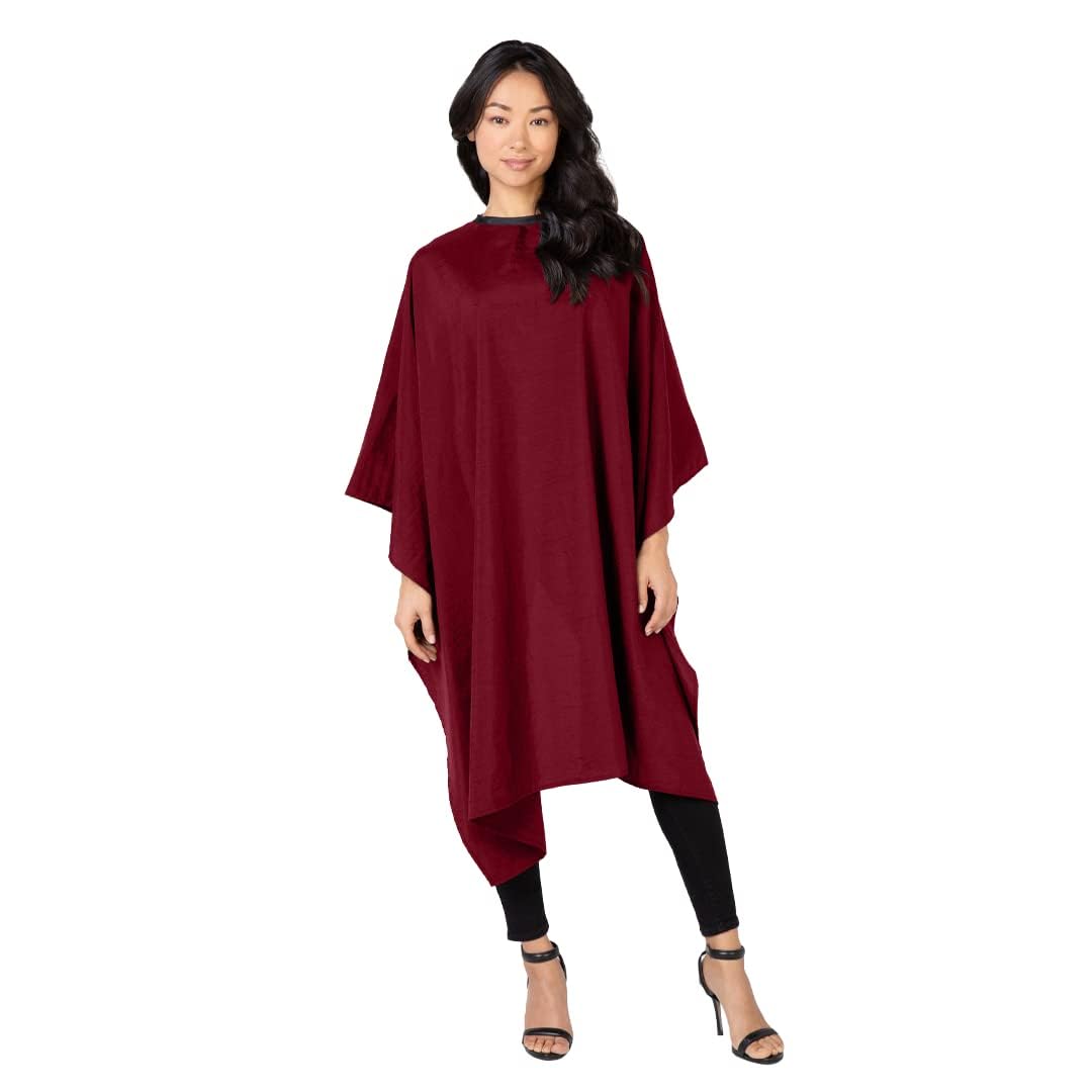 Betty Dain Lightweight Crinkle Nylon Hair Cutting/Styling Cape, Water Resistant, Machine Washable, Permanent Crinkle Nylon, Repels Hair, Snap Closure at Neck, Generous 54 x 60 inch Size, Burgundy