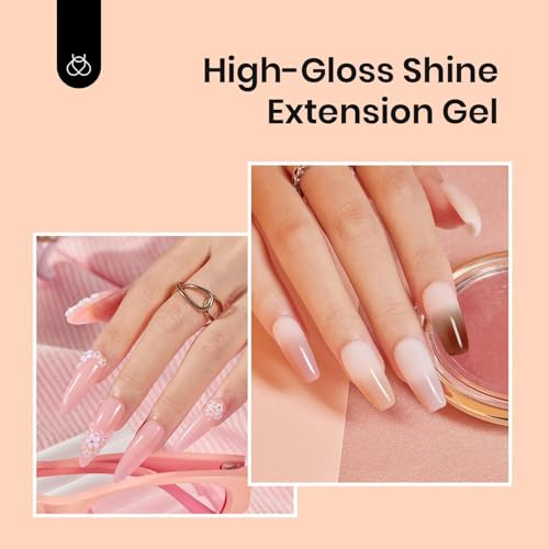beetles Poly Nail Extension Gel Kit 6 Colors Poly Gel Nail Kit Nude Pink Brown Poly Nail Gel Kit with Mini Nail Lamp Builder Nail Gel Manicure Starter Set DIY Home