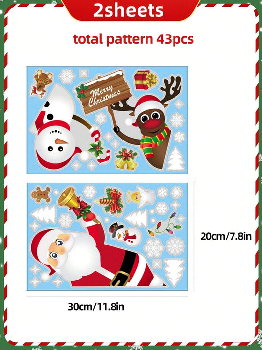 43pcs Christmas Snowflake Window Stickers