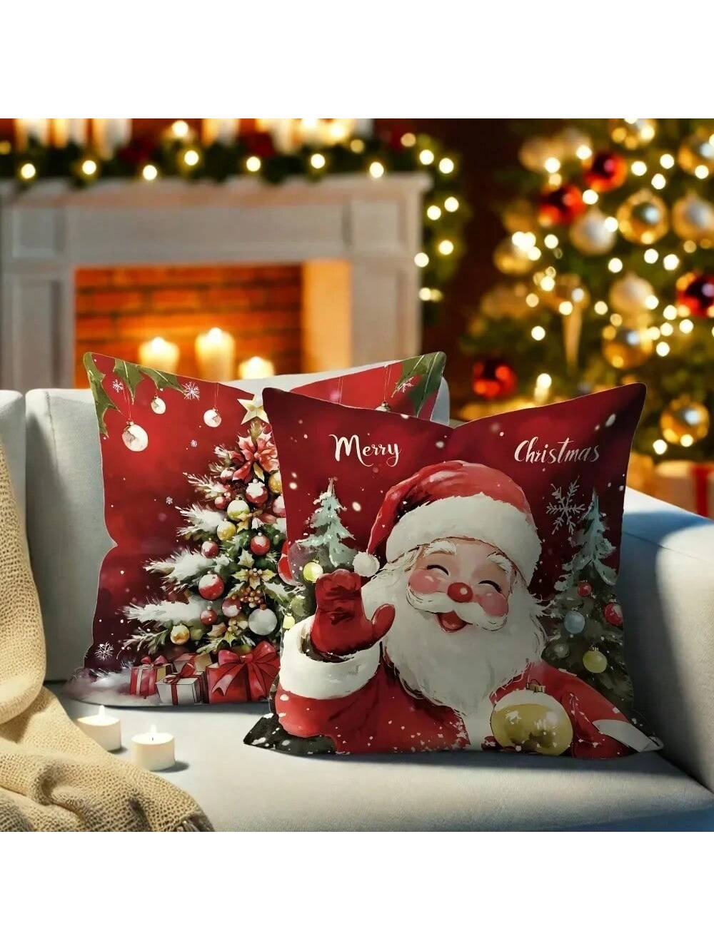 4pcs Christmas Santa Snowman Pillow Covers