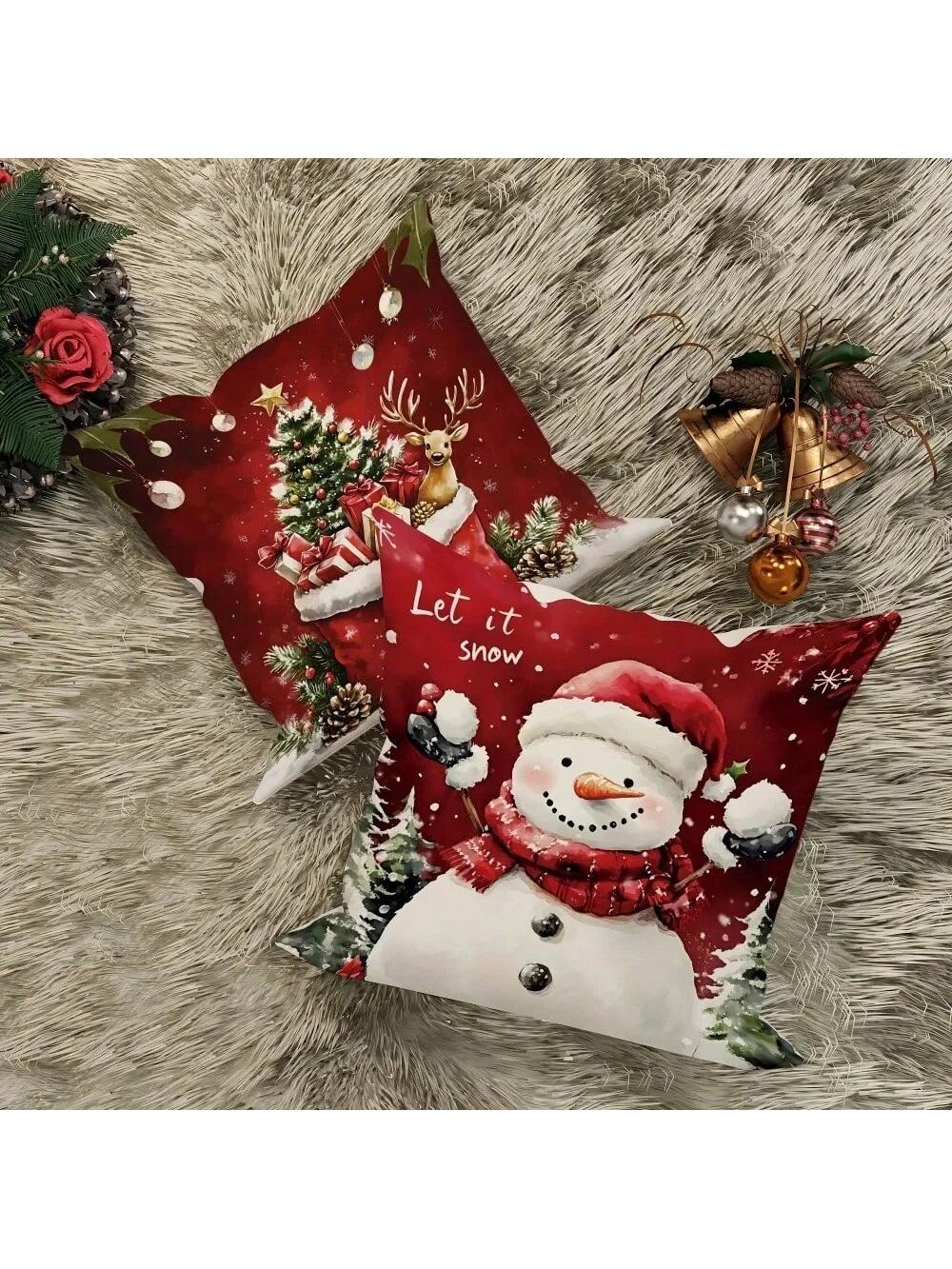 4pcs Christmas Santa Snowman Pillow Covers