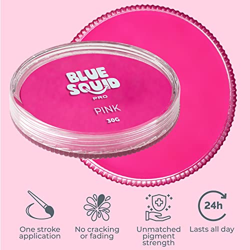 Blue Squid PRO Face Paint - Professional Water Based Single Cake Facepaint & Body Paints - SFX Makeup, Kids Adults Face Painting for Costume, Halloween, Cosplay - Classic Pink 30g / 1oz