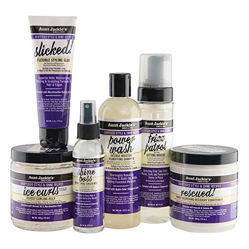 Aunt Jackie's Grapeseed Style and Shine Recipes Frizz Patrol Anti-Poof Setting Hair Mousse, Sets Curly Hair Styles in Place,Purple Fl.Oz 8.5 Ounce