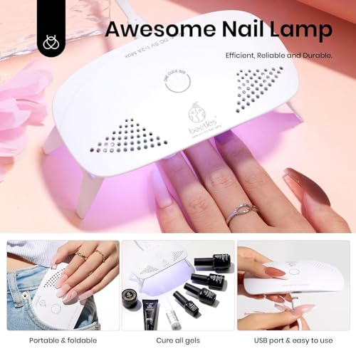 beetles Poly Nail Extension Gel Kit 6 Colors Poly Gel Nail Kit Nude Pink Brown Poly Nail Gel Kit with Mini Nail Lamp Builder Nail Gel Manicure Starter Set DIY Home