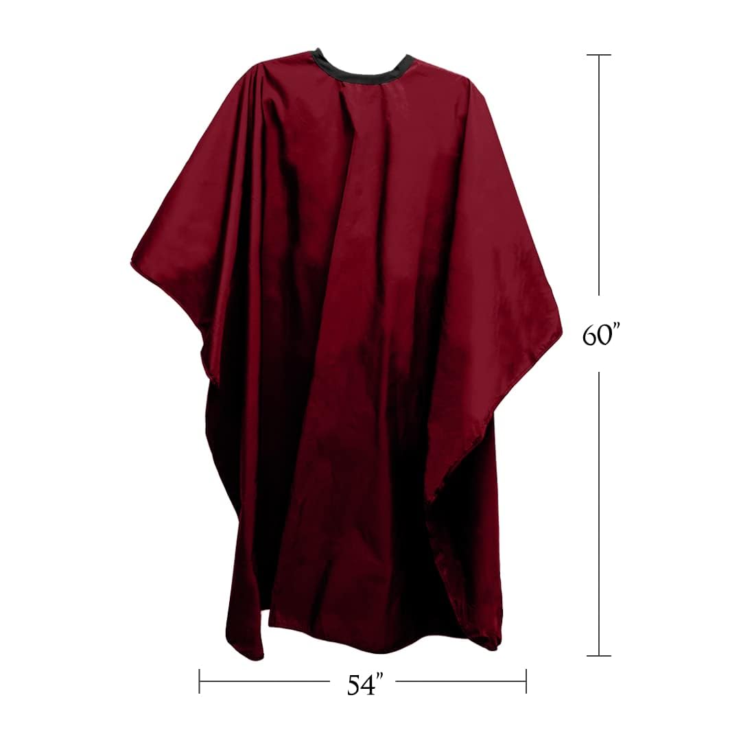 Betty Dain Lightweight Crinkle Nylon Hair Cutting/Styling Cape, Water Resistant, Machine Washable, Permanent Crinkle Nylon, Repels Hair, Snap Closure at Neck, Generous 54 x 60 inch Size, Burgundy