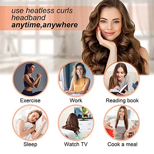 CORATED Heatless Curling Rod Headband, No Heat Curl Set with Hair Clips and Scrunchie, Silk Overnight Styling Kit for Long and Medium Curls