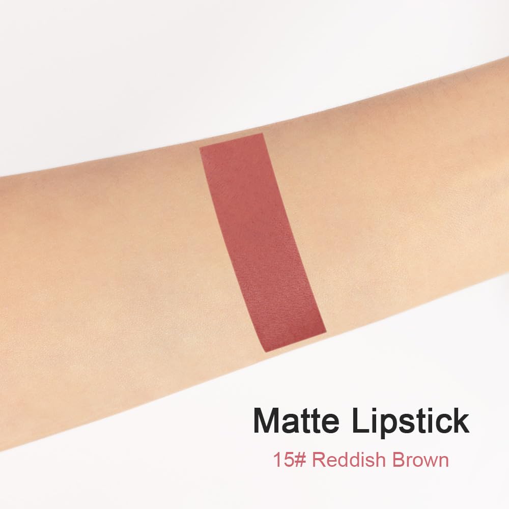 evpct 1Pcs Nude Bright Pink Matte Lipstick and Lip Crayon Liner Pencil Set for Women Lip Stain Long Lasting Waterproof labiales mate magicos 24 horas originales pintalabios permanente 24 horas 15