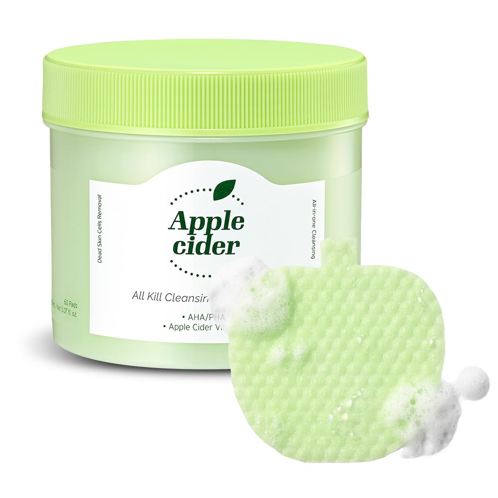 Ariul Apple Cider All Kill Cleansing Bubble Pads – Effective Pore Cleansing & Hydrating, 2-Step Dual Pads for Makeup Removal & Exfoliation, Korean Skin Care, 60 Counts, 150ml / 5.07 fl. oz