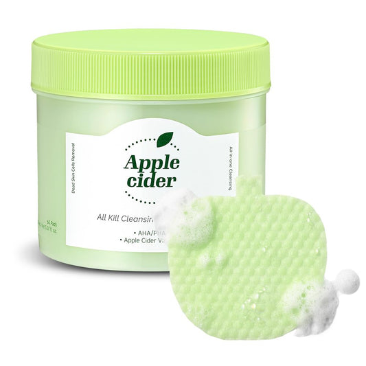 Ariul Apple Cider All Kill Cleansing Bubble Pads – Effective Pore Cleansing & Hydrating, 2-Step Dual Pads for Makeup Removal & Exfoliation, Korean Skin Care, 60 Counts, 150ml / 5.07 fl. oz