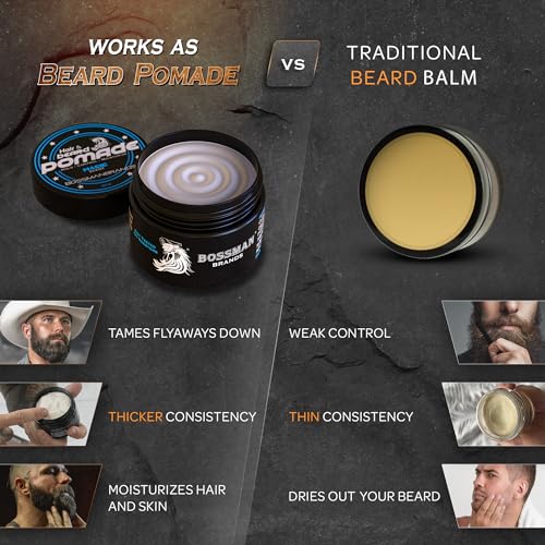Bossman Hair & Beard Pomade for Men (Magic Scent) – Medium Hold & Moisturizing for Hair, Beard & Mustache Styling – Made in USA