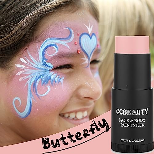 CCBeauty Neon UV Orange Eye Black Face Body Paint Stick Oil, EyeBlack Halloween Face Painting Kit Glow in the Black Lights Makeup,Cream FacePaints Hypoallergenic for Cosplay Costume Parites Supplies