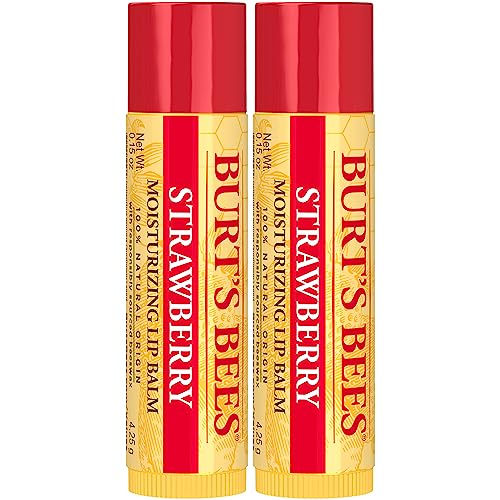 Burt's Bees Lip Balm - Strawberry, Lip Moisturizer With Responsibly Sourced Beeswax, Tint-Free, Natural Origin Conditioning Treatment, 2 Tubes, 0.15 oz.