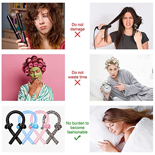 CORATED Heatless Curling Rod Headband, No Heat Curl Set with Hair Clips and Scrunchie, Silk Overnight Styling Kit for Long and Medium Curls