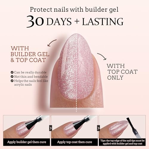 BTArtboxnails XCOATTIPS Cat Eye Nails - Top Coat Needed Glitter Press On Nails Long, Soft Gel Square Fake Nails, Soak Off Acrylic Nails Glue On Nails In 15 Sizes - 150 Nail Extension Set