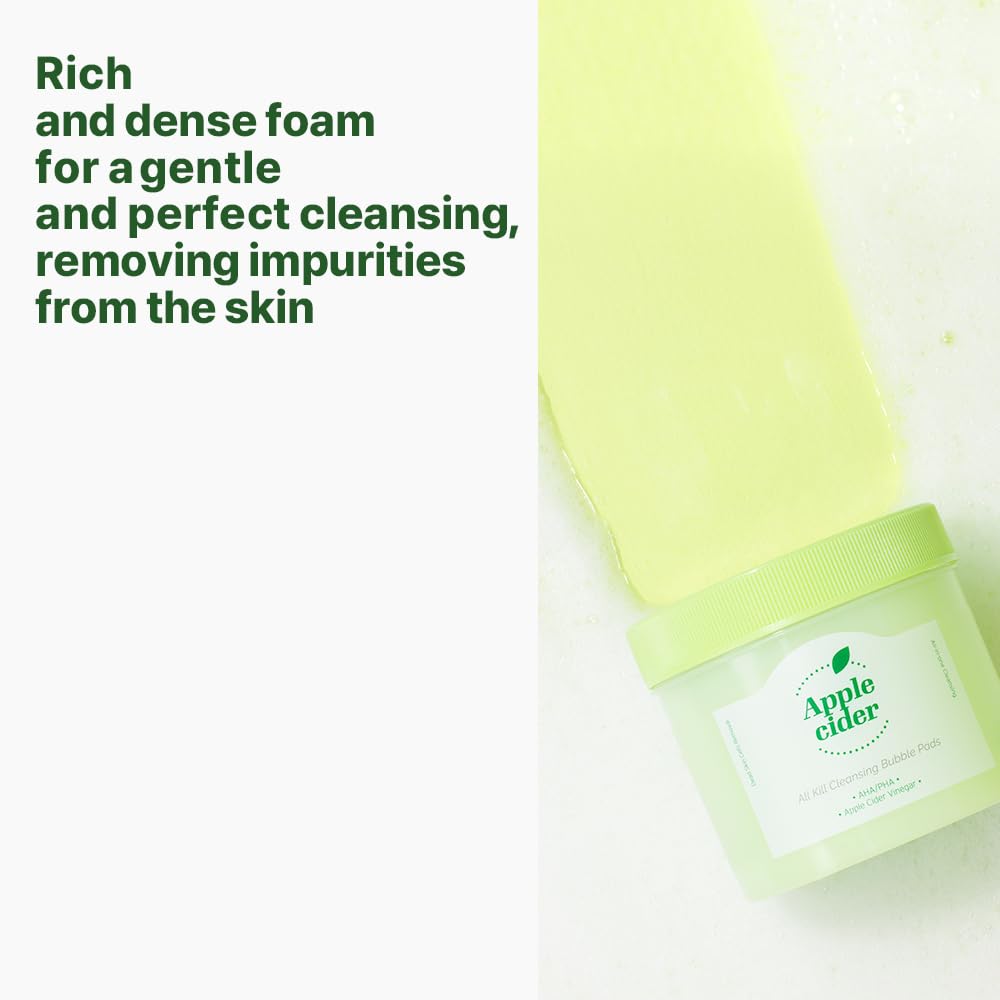 Ariul Apple Cider All Kill Cleansing Bubble Pads – Effective Pore Cleansing & Hydrating, 2-Step Dual Pads for Makeup Removal & Exfoliation, Korean Skin Care, 60 Counts, 150ml / 5.07 fl. oz