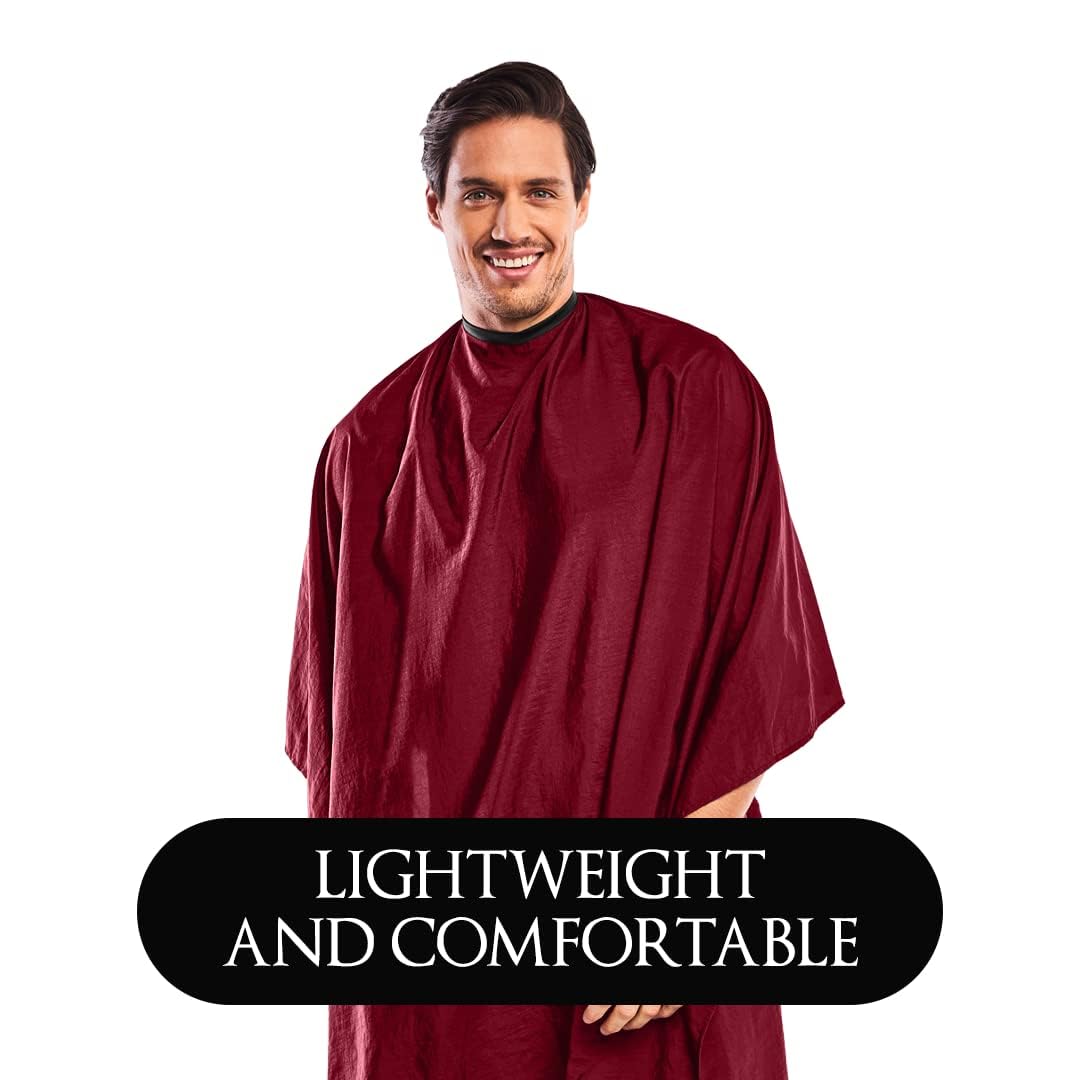 Betty Dain Lightweight Crinkle Nylon Hair Cutting/Styling Cape, Water Resistant, Machine Washable, Permanent Crinkle Nylon, Repels Hair, Snap Closure at Neck, Generous 54 x 60 inch Size, Burgundy