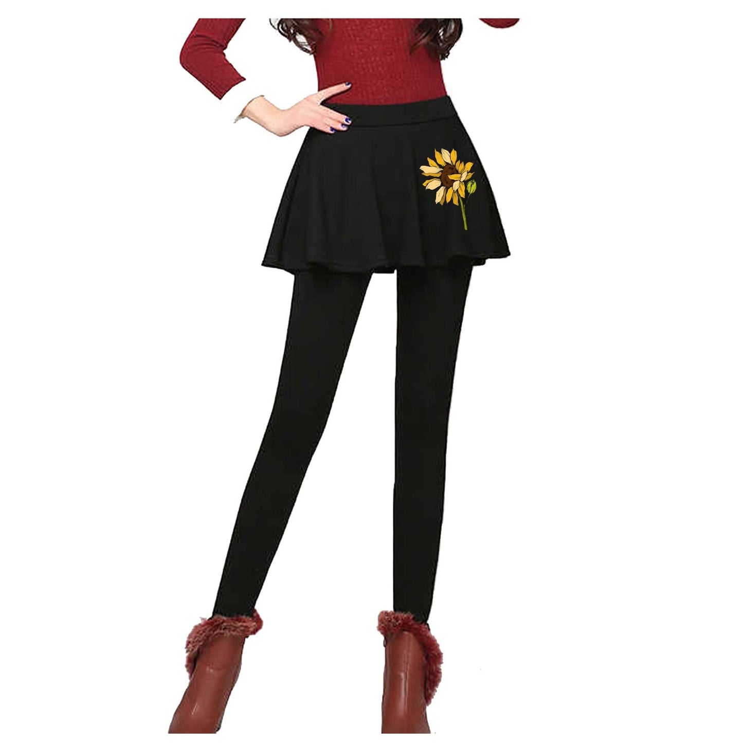 Aniywn Women's Leggings Skirt, Skirted Leggings, Active Skirt with Pockets, Tennis Pants Sports Fitness Culottes