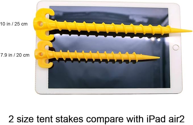 Canopy Stakes Canopy Anchors Beach Tent Stakes Heavy Duty Screw Shape 25 cm 10 inch - 8 Pack Yellow …