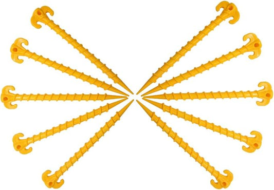 Canopy Stakes Camping Stakes Beach Tent Stakes Heavy Duty Screw Shape 25 cm 10 inch - 10 Pack Yellow …