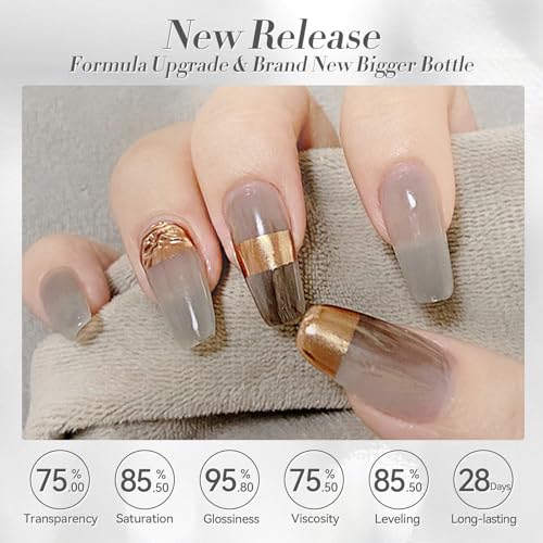 BORN PRETTY Jelly Blue Gel Nail Polish Baby Blue Sheer Transparent Natural Translucent Nail Gel Polish Nail Art DIY at Home Salon 15ML