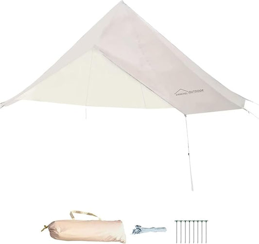 DANCHEL OUTDOOR 4 Season Waterproof Rain Fly Tarp for Yurt Tent, Portable Glamping Tent Cover Protector Awning Canopy for B5 Bell Tent Stove Jack Camping Accessories Beige(9.8/13/16.4/20ft)