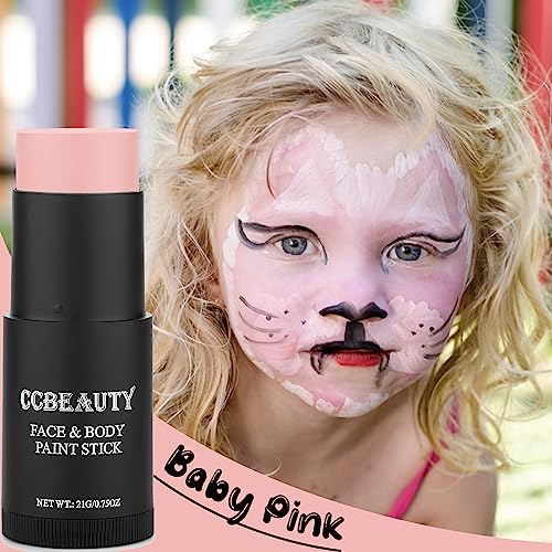 CCBeauty Neon UV Orange Eye Black Face Body Paint Stick Oil, EyeBlack Halloween Face Painting Kit Glow in the Black Lights Makeup,Cream FacePaints Hypoallergenic for Cosplay Costume Parites Supplies