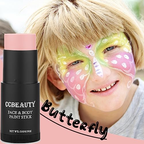 CCBeauty Neon UV Orange Eye Black Face Body Paint Stick Oil, EyeBlack Halloween Face Painting Kit Glow in the Black Lights Makeup,Cream FacePaints Hypoallergenic for Cosplay Costume Parites Supplies