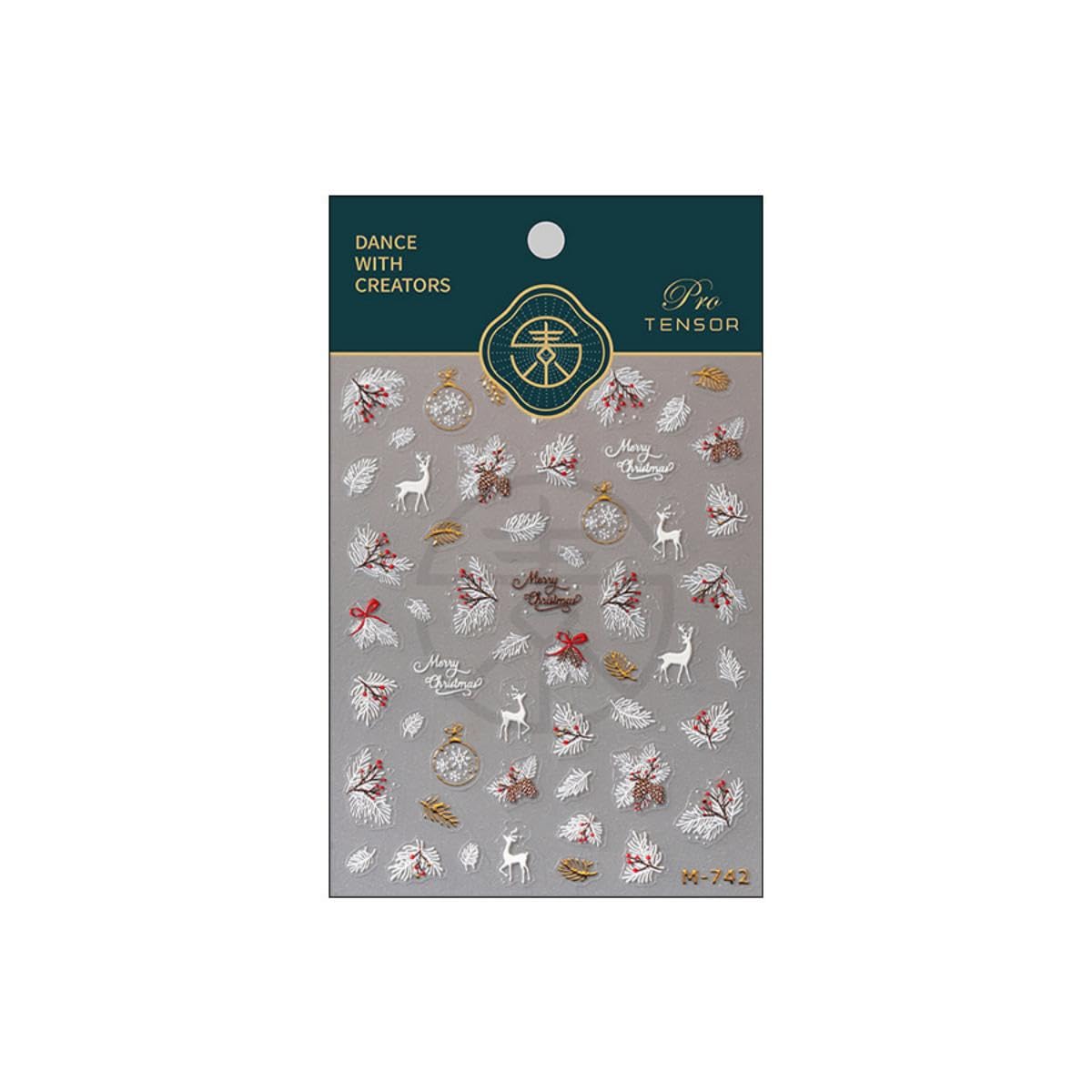 Christmas Nail Art Stickers 5D Embossed Elk Nail Stickers Cute Self-Adhesive Snowflake Feather Leaf Xmas Nail Decals Decoration for Women Girls Winter Holiday Manicure DIY Nail Supplies