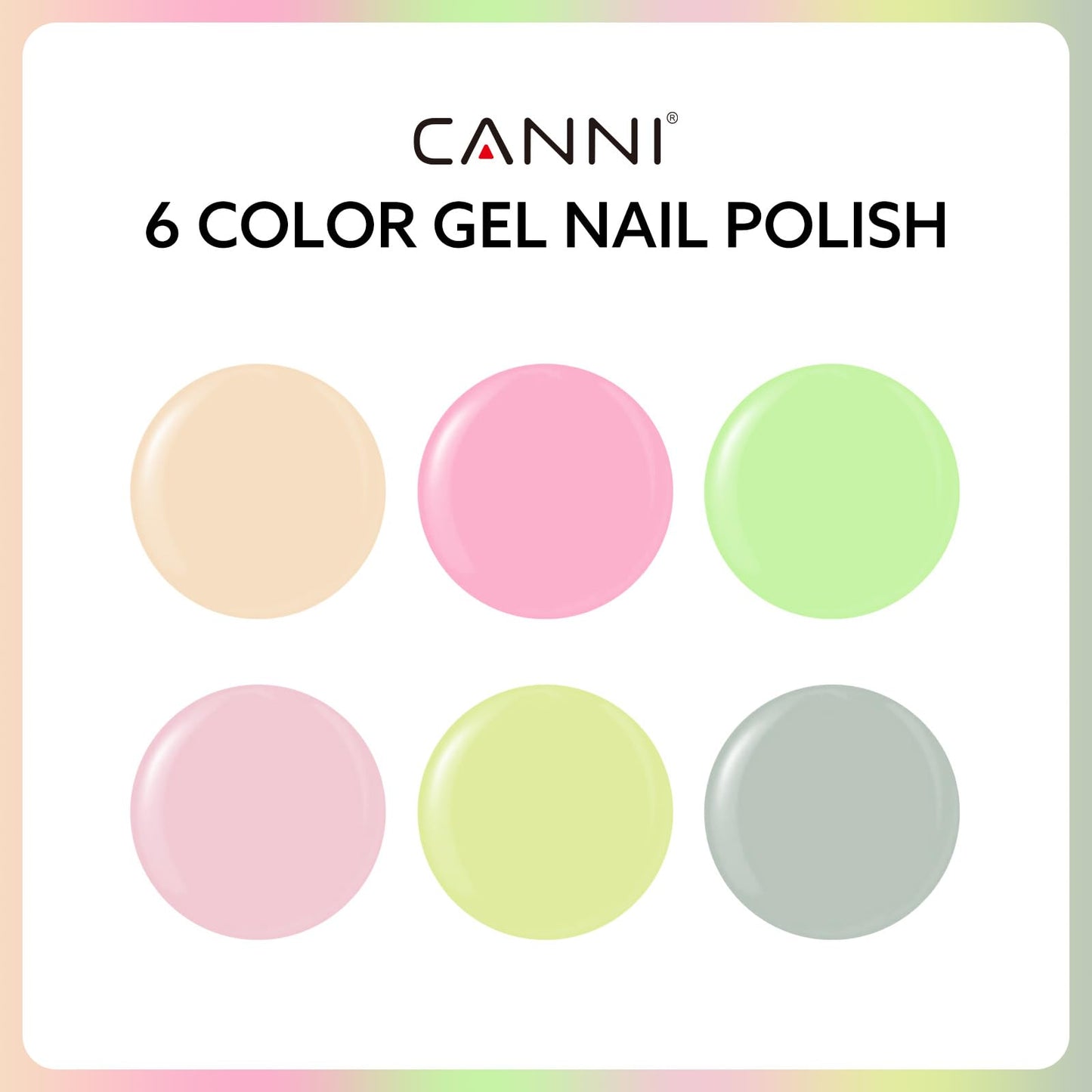 CANNI 6Pcs 9ml Pastel Gel Nail Polish Set- Pink Green Gel Polish Kit Candy Colors DIY at Home Salon Christmas New Year's Gifts for Girls