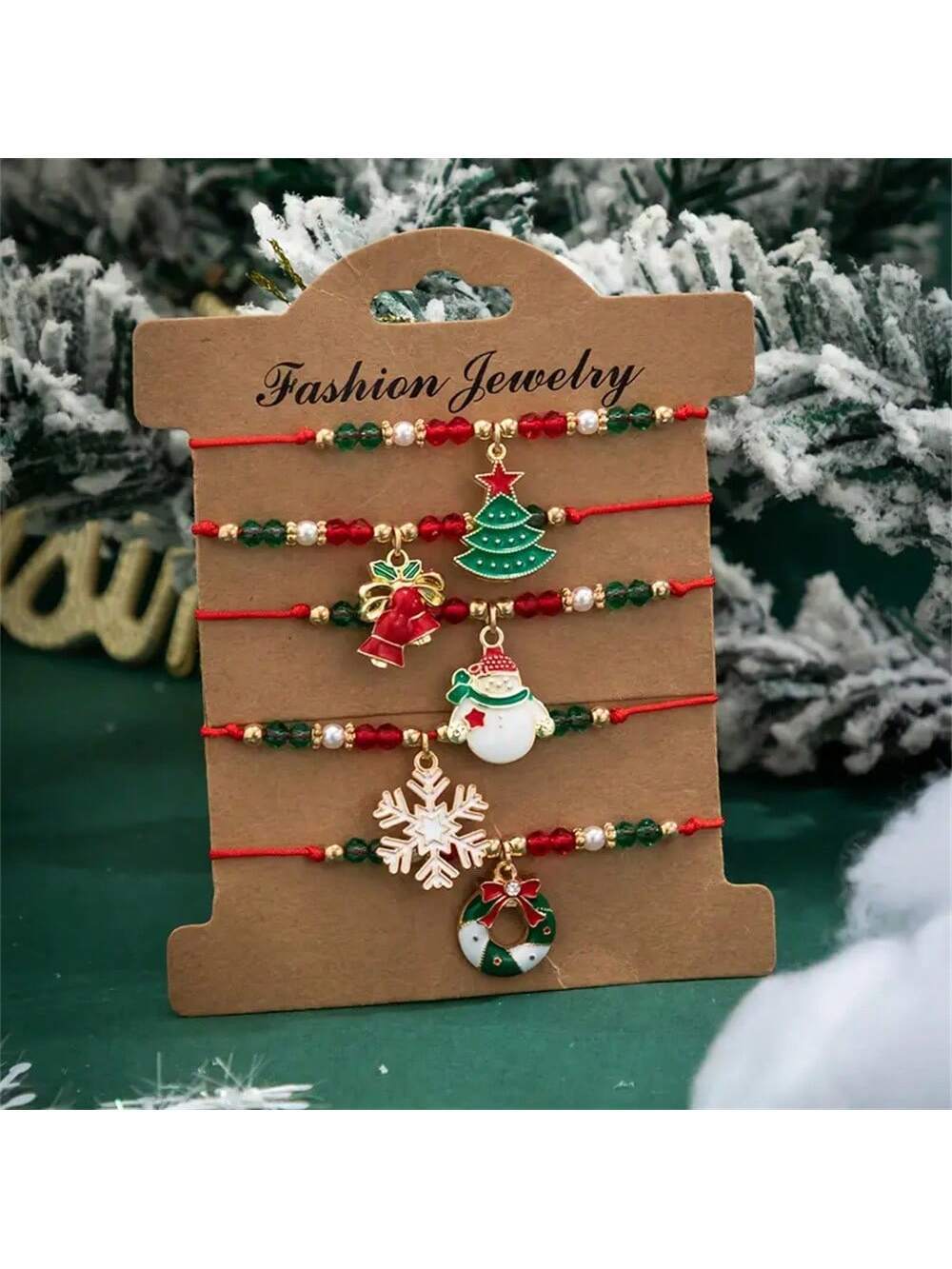 Santa Snowflake Christmas Bracelet Set 5pcs