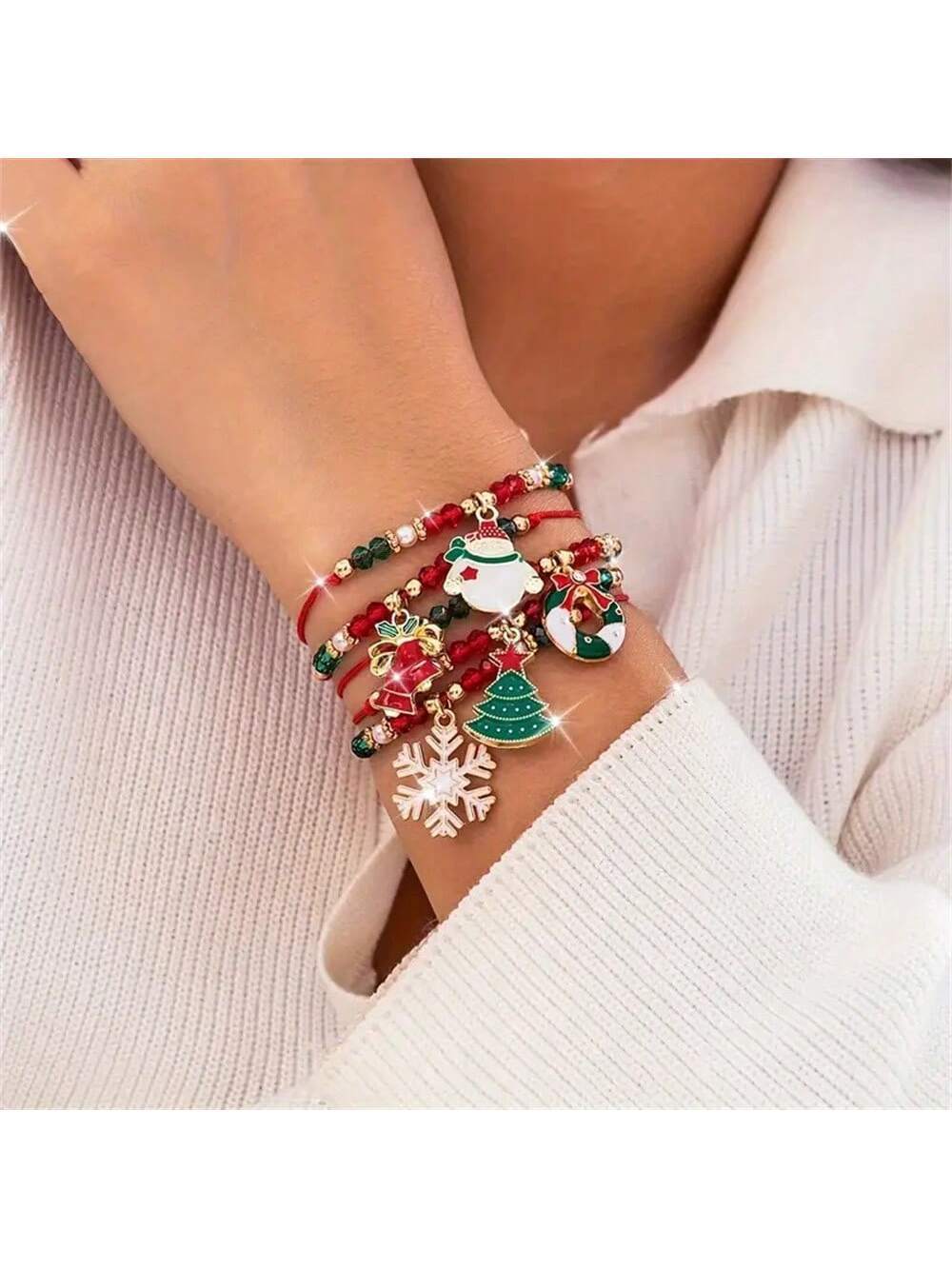 Santa Snowflake Christmas Bracelet Set 5pcs