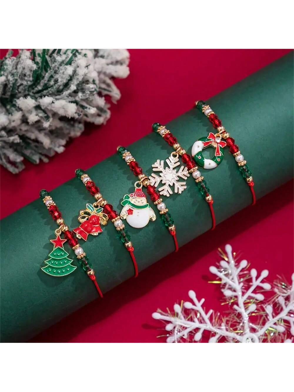 Santa Snowflake Christmas Bracelet Set 5pcs