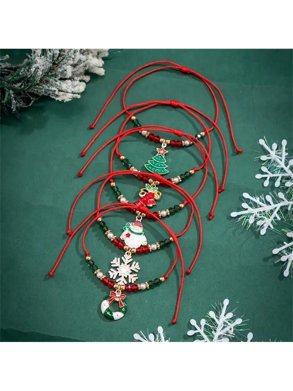 Santa Snowflake Christmas Bracelet Set 5pcs