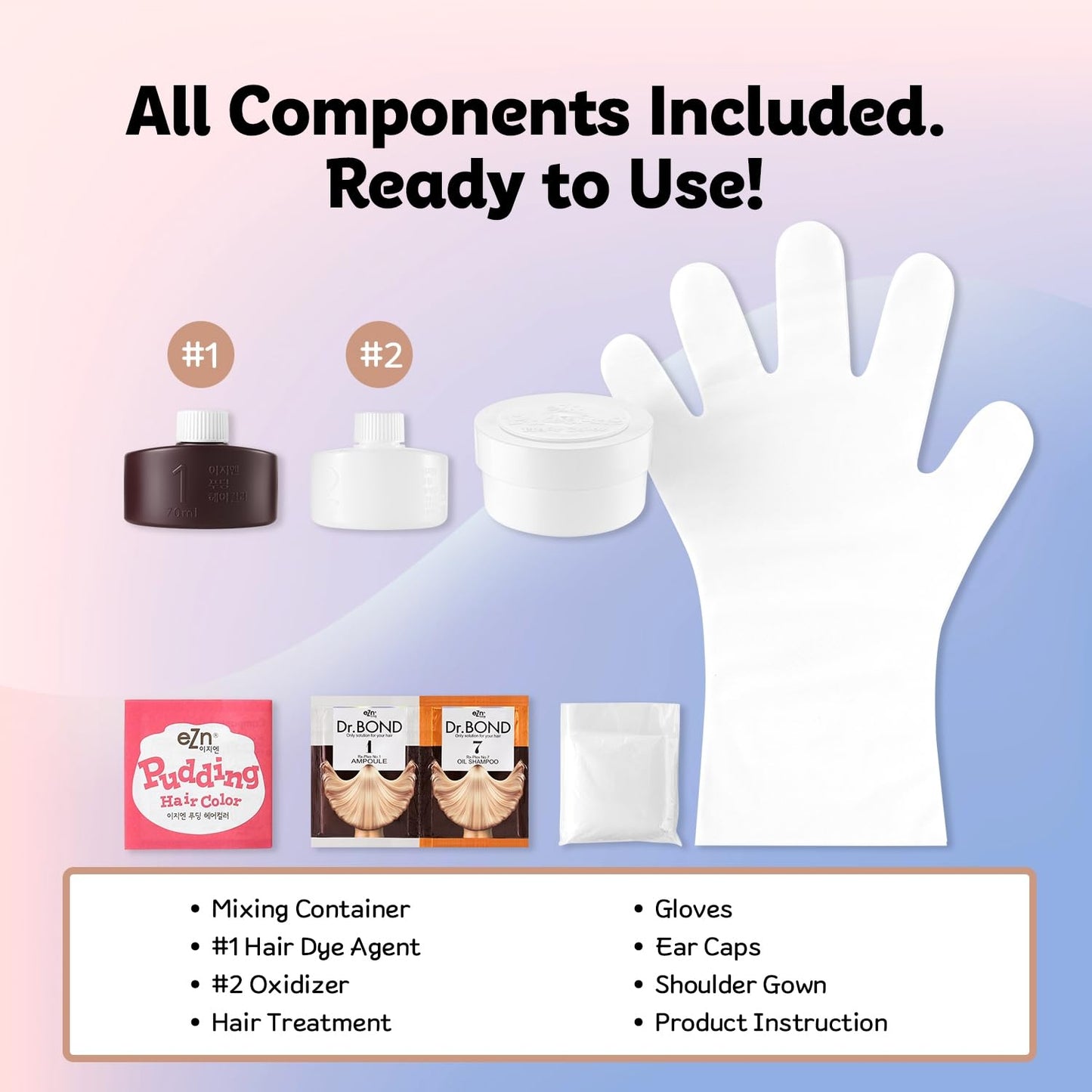 eZn Pudding Hair Dye, Ammonia-Free Semi-Permanent DIY Hair Color Kit with Keratin, Made in Korea, Odorless, Gentle for Sensitive Skin, No Skin Irritation (Smoky Silver, 1 Pack)