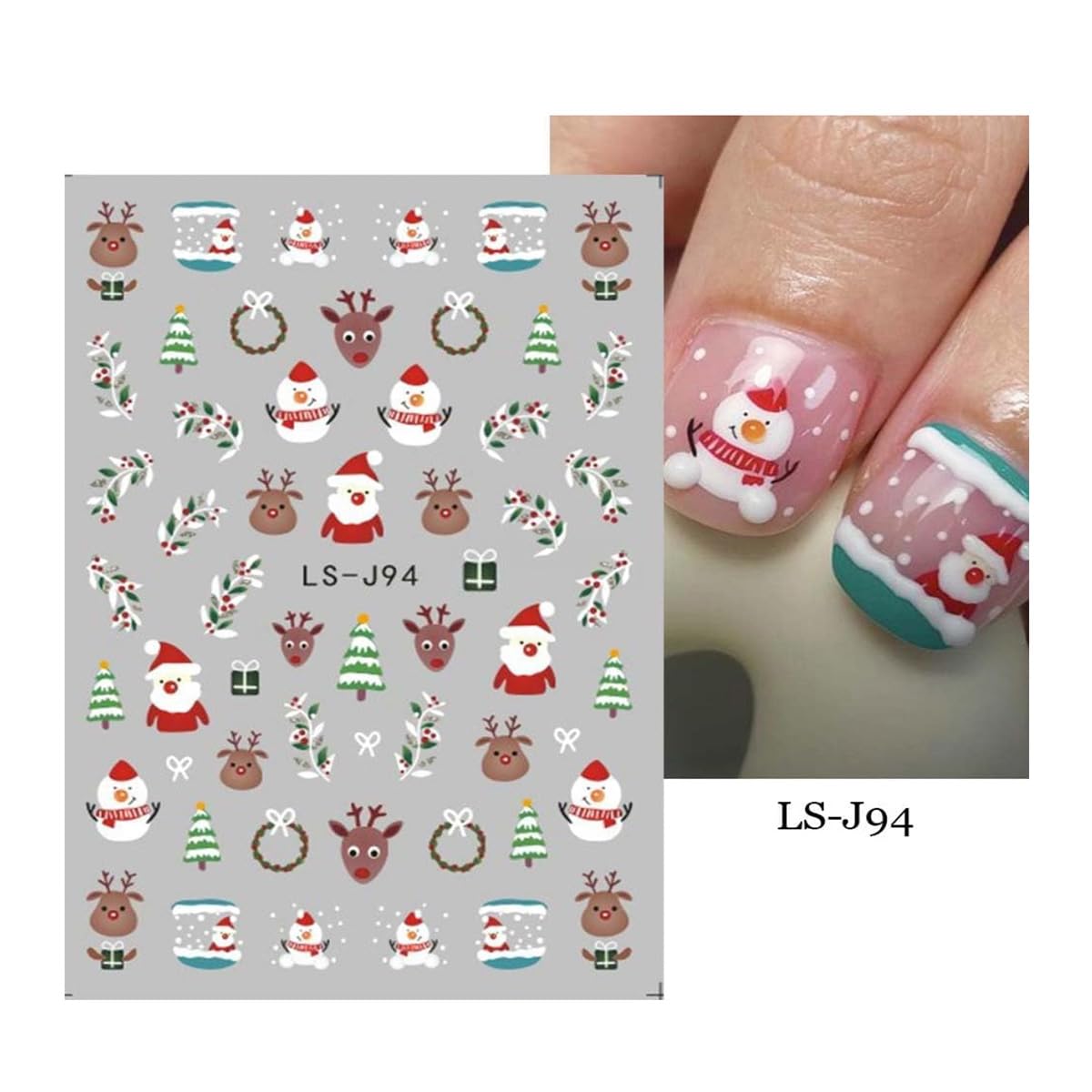 9 Sheets Christmas Nail Stickers Snowflake Nail Decals Snowman Elk Tree Santa Claus Nail Stickers Design Stickers 3D Self-Adhesive Holiday Xmas Nail Decals for Nail Art Manicure Decorations