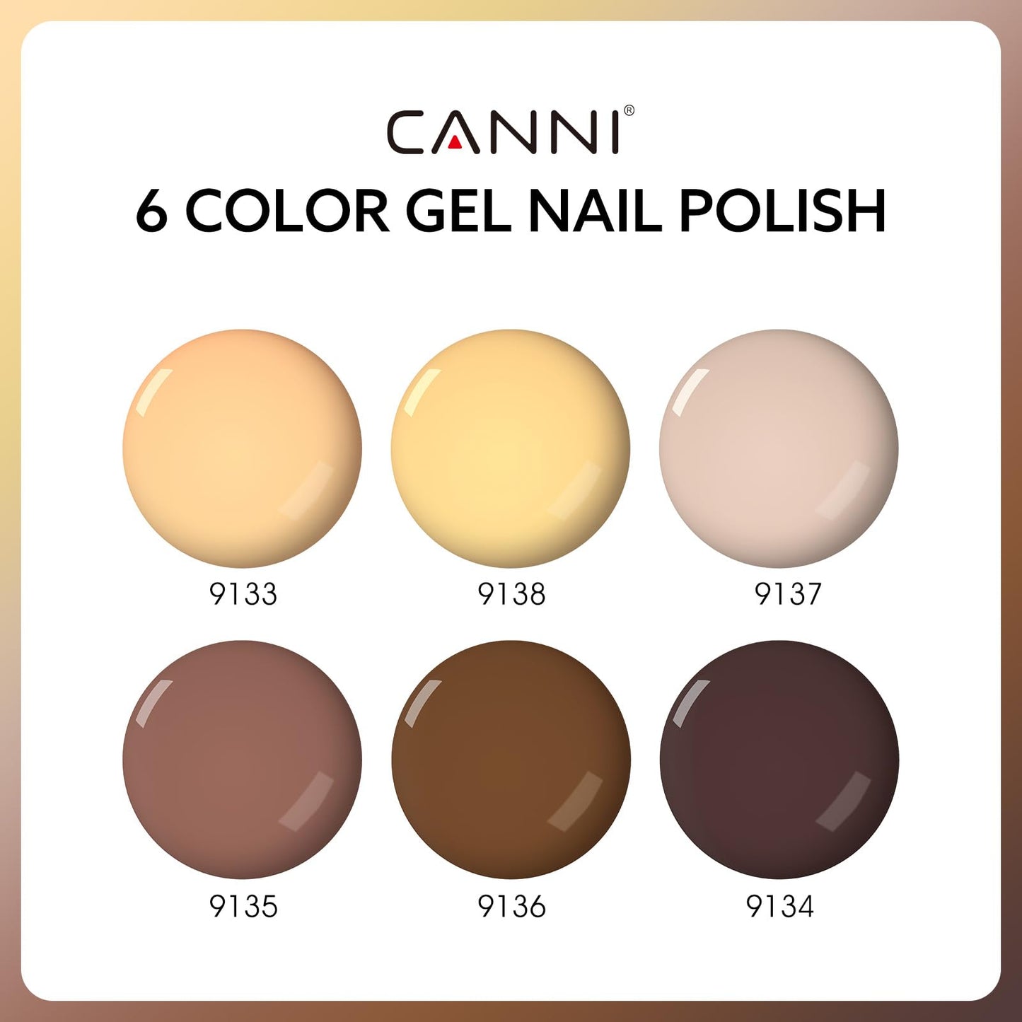 CANNI 6 Colors 9 ML Hema-Free Dark Brown Gel Nail Polish Set, Chocolate Brown Nude Fall Gel Polish Kit, Soak Off LED Nail Gel Manicure Kit DIY at Home Salon Gifts