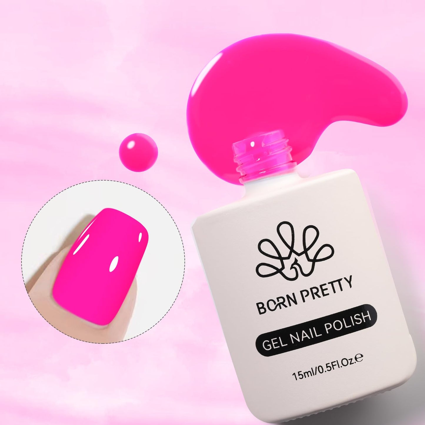 Born Pretty Gel Nail Polish Spring Summer Neon Pink Color Hot Pink Gel Polish Nail Art Design Manicure Salon DIY Home 15ml