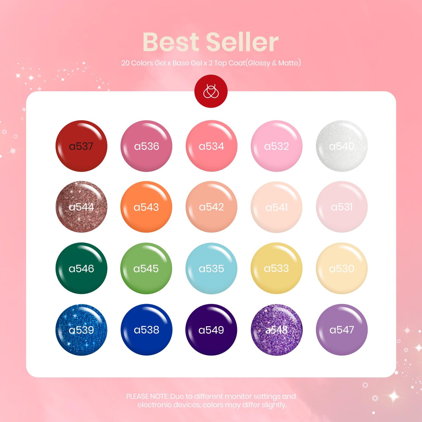 Beetles Pastel Gel Polish Set 23Pcs Summer Rainbow Gel Nail Polish Pink Orange Green Red Glitter Color with Base Glossy and Matte Top Coat Manicure Kit Soak Off Uv Led Gifts for Women