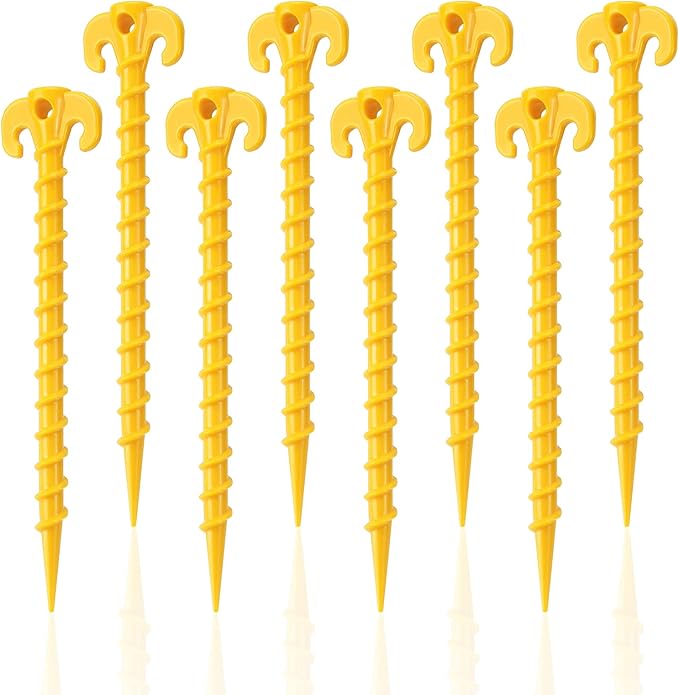 Canopy Stakes Canopy Anchors Beach Tent Stakes Heavy Duty Screw Shape 25 cm 10 inch - 8 Pack Yellow …